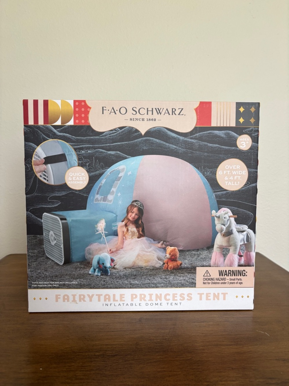 FAO Schwarz Princess Inflatable Dome Tent - Pink & Light Blue